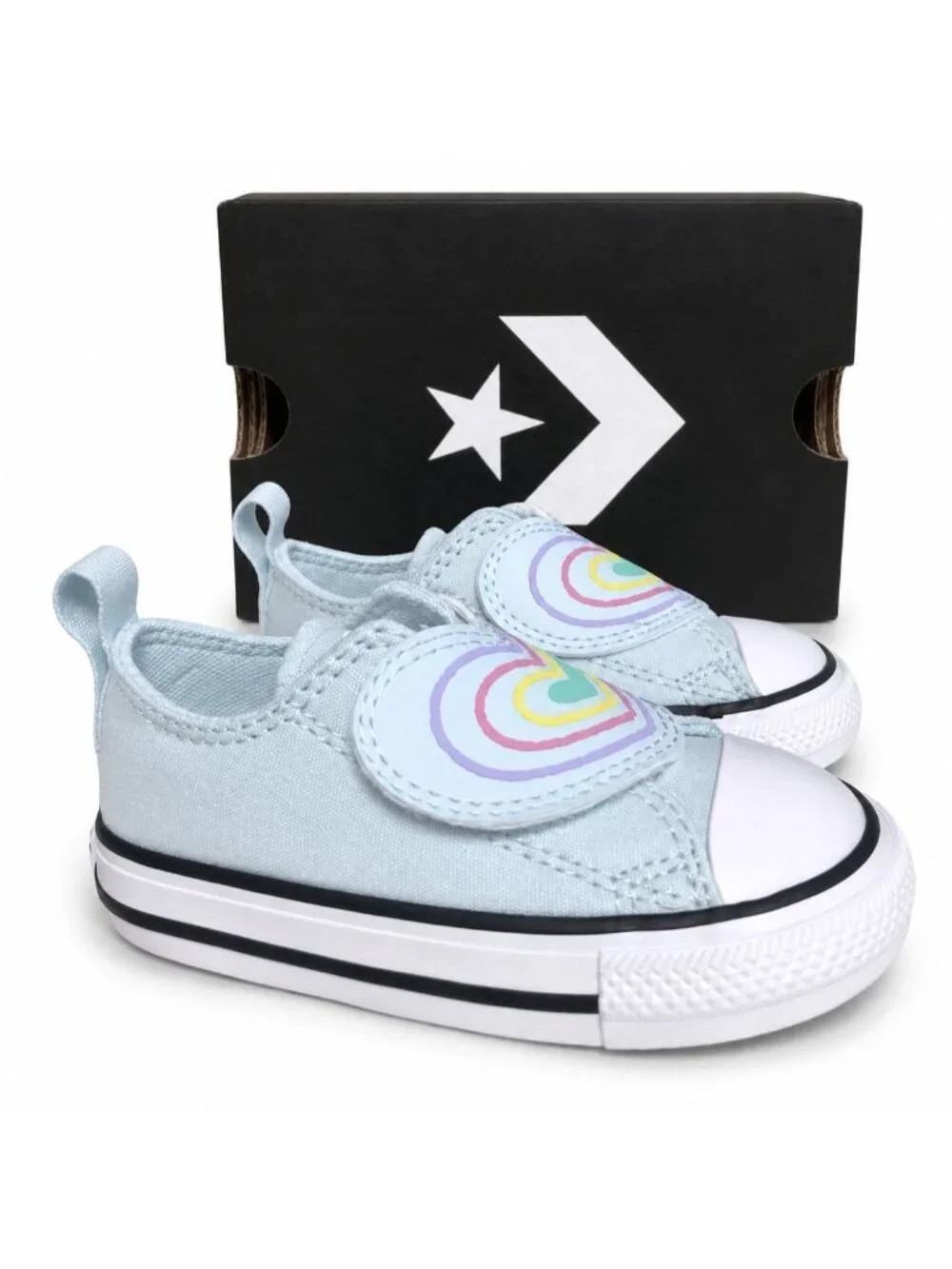 Converse CTAS Toddler One Strap Sneakers Blue Rainbow Heart Infant Baby Size 5